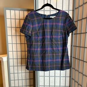 Boden Blue and Pink Plaid Blouse